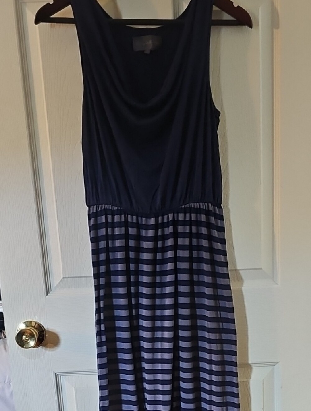 Sunday in Brooklyn Navy Striped Sleeveless Maxi Dress